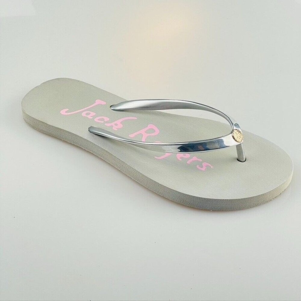 Jack Rogers Shoes Skype Thongs Sandals Silver/Gray Flip Flops Women's Size 7/8 - Picture 6 of 10